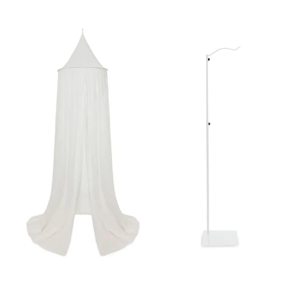 Pack ciel de lit vintage 245 cm ivoire + flèche de lit blanche