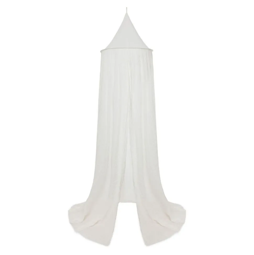 Pack ciel de lit vintage 245 cm ivoire + flèche de lit blanche