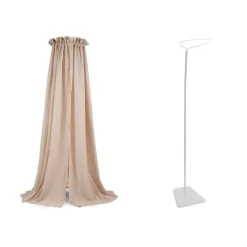 Pack ciel de lit vintage 155 cm nougat + flèche de lit blanche