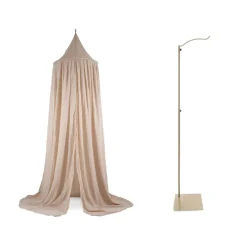 Pack ciel de lit vintage 245 cm nougat + flèche de lit messing gold