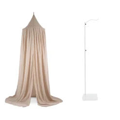 Pack ciel de lit vintage 245 cm nougat + flèche de lit blanche
