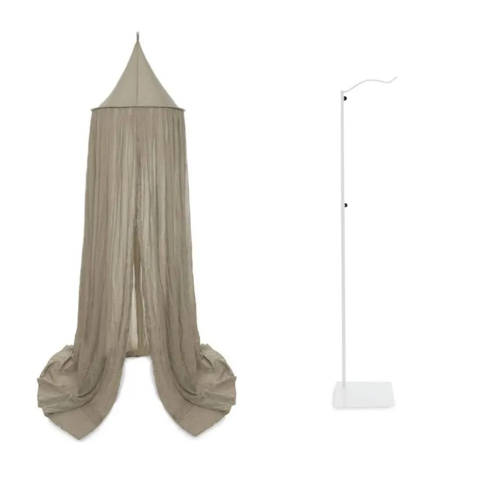 Pack ciel de lit vintage 245 cm olive + flèche de lit blanche