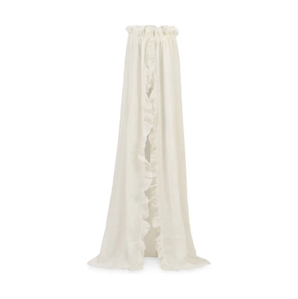 Pack ciel de lit vintage 155 cm ruffle ivoire + flèche de lit blanche