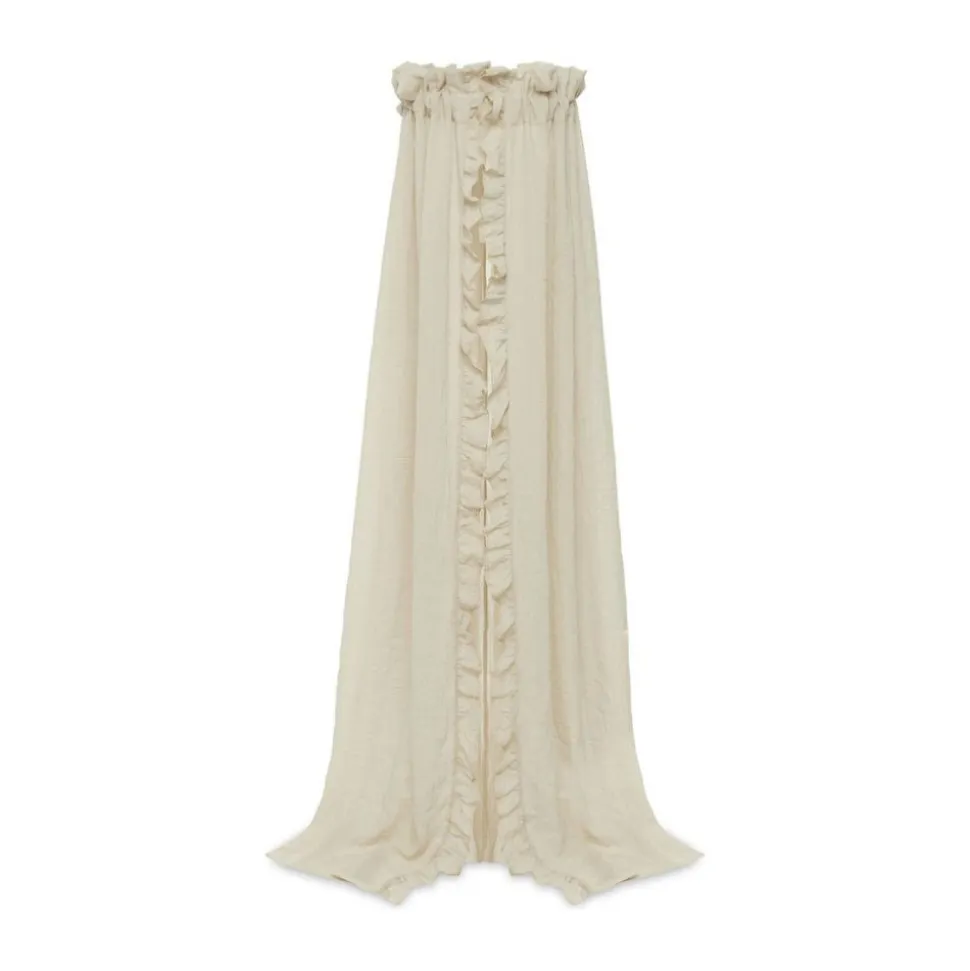 Pack ciel de lit vintage 155 cm ruffle nougat + flèche de lit blanche