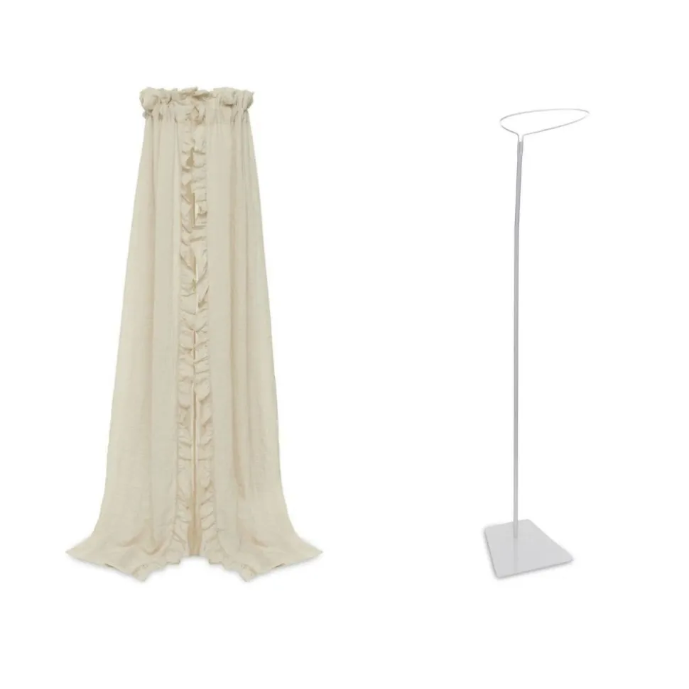 Pack ciel de lit vintage 155 cm ruffle nougat + flèche de lit blanche