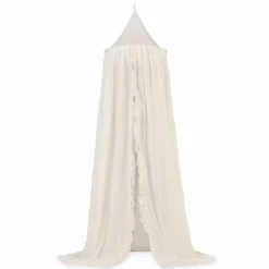 Pack ciel de lit vintage 245 cm ruffle ivoire + flèche de lit blanche