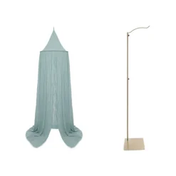 Pack ciel de lit vintage 245 cm sea green + flèche de lit messing gold