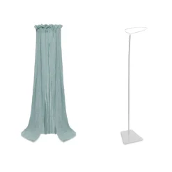 Pack ciel de lit vintage 155 cm sea green + flèche de lit blanche
