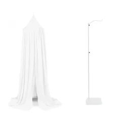 Pack ciel de lit vintage 245 cm white + flèche de lit blanche