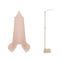 Pack ciel de lit vintage 245 cm wild rose + flèche de lit messing gold
