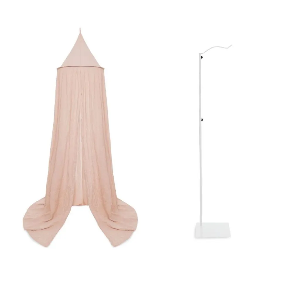 Pack ciel de lit vintage 245 cm wild rose + flèche de lit blanche