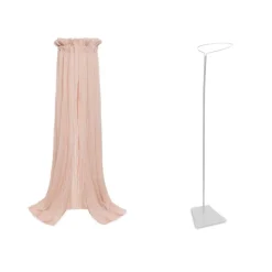 Pack ciel de lit vintage 155 cm wild rose + flèche de lit blanche