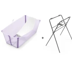 Pack complet baignoire flexi bath lavande + support + transat nouveau-né