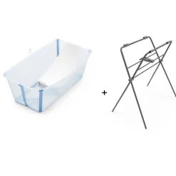Pack complet baignoire flexi bath ocean blue + support + transat nouveau-né