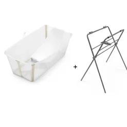 Pack complet baignoire flexi bath sandy beige + support + transat nouveau-né