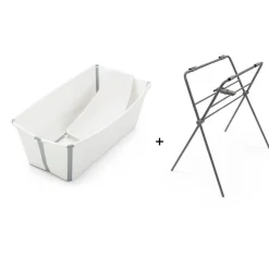 Pack complet baignoire flexi bath blanche + support + transat nouveau-né