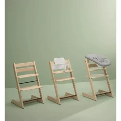 Pack complet chaise haute tripp trapp naturel + newborn set + tablette (harnais et baby set offert)