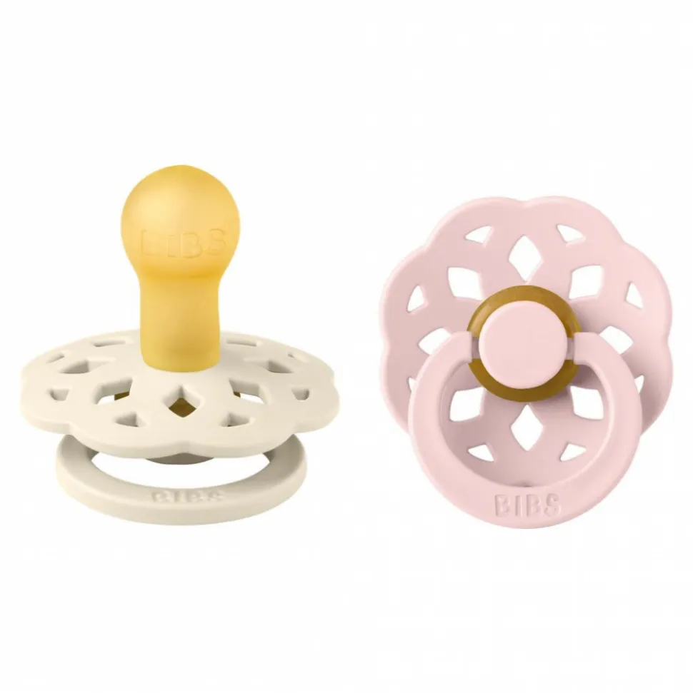 Pack de 2 sucettes bohème caoutchouc 0-6 mois ivory et blossom