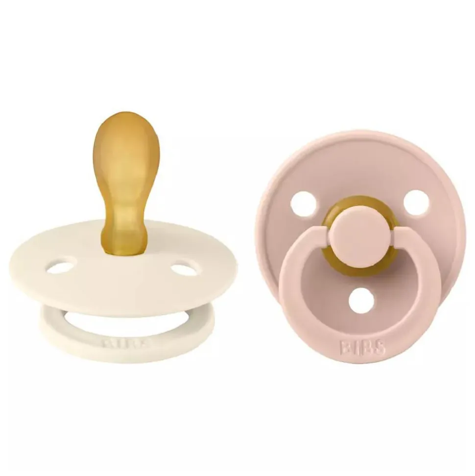 Pack de 2 sucettes colour caoutchouc symétrique 0-6 mois ivory et blush