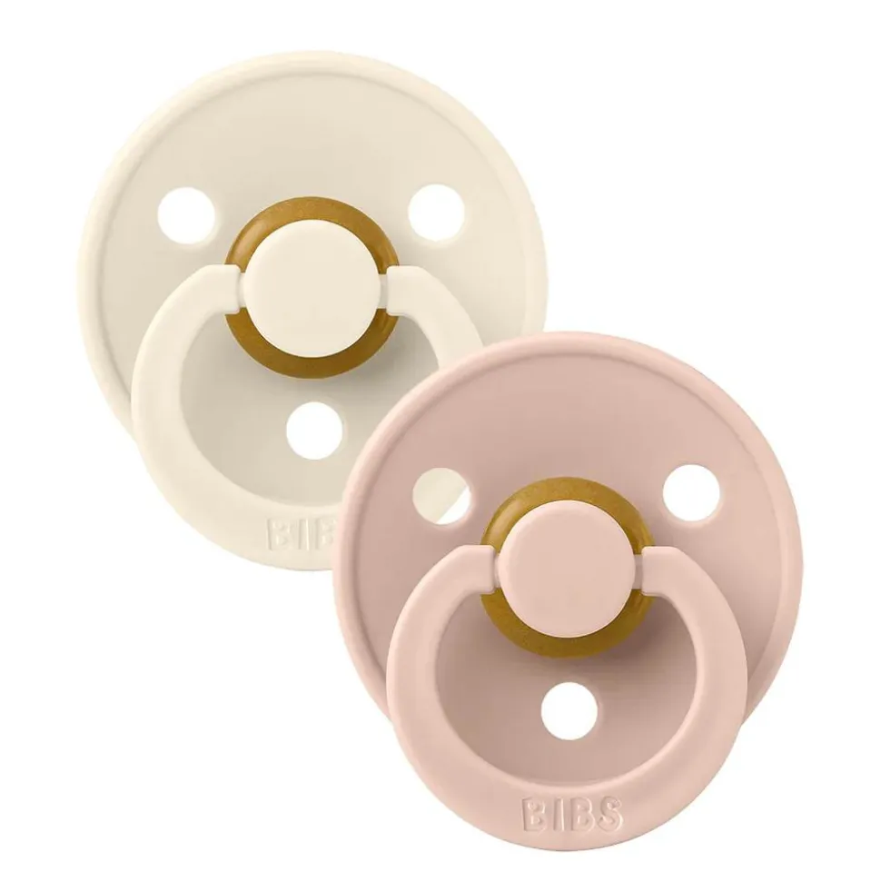 Pack de 2 sucettes colour caoutchouc symétrique 0-6 mois ivory et blush