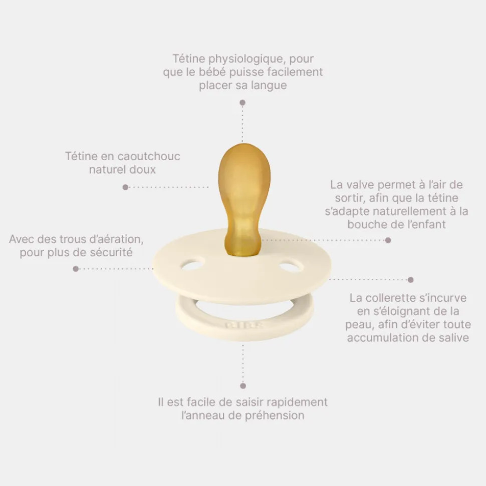 Pack de 2 sucettes colour caoutchouc symétrique 0-6 mois vanilla et pine
