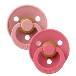 Pack de 2 sucettes colour caoutchouc anatomique 6 mois+ dusty pink et coral