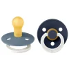 Pack de 2 sucettes colour caoutchouc phosphorescente 0-6 mois petrol et deep space
