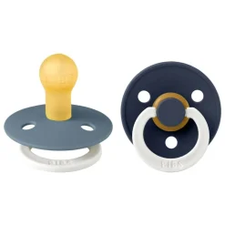 Pack de 2 sucettes colour caoutchouc phosphorescente 0-6 mois petrol et deep space