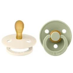 Pack de 2 sucettes colour caoutchouc symétrique 0-6 mois ivory et sage