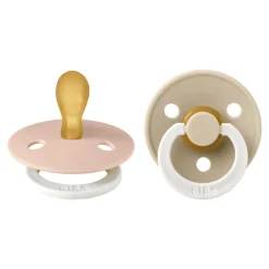 Pack de 2 sucettes colour caoutchouc symétrique phosphorescente 0-6 mois blush et vanilla
