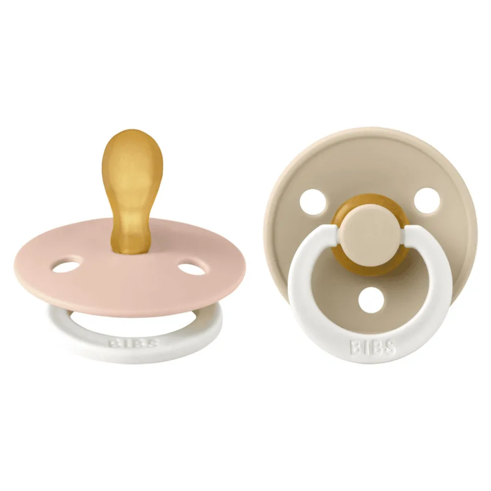 Pack de 2 sucettes colour caoutchouc symétrique phosphorescente 0-6 mois blush et vanilla