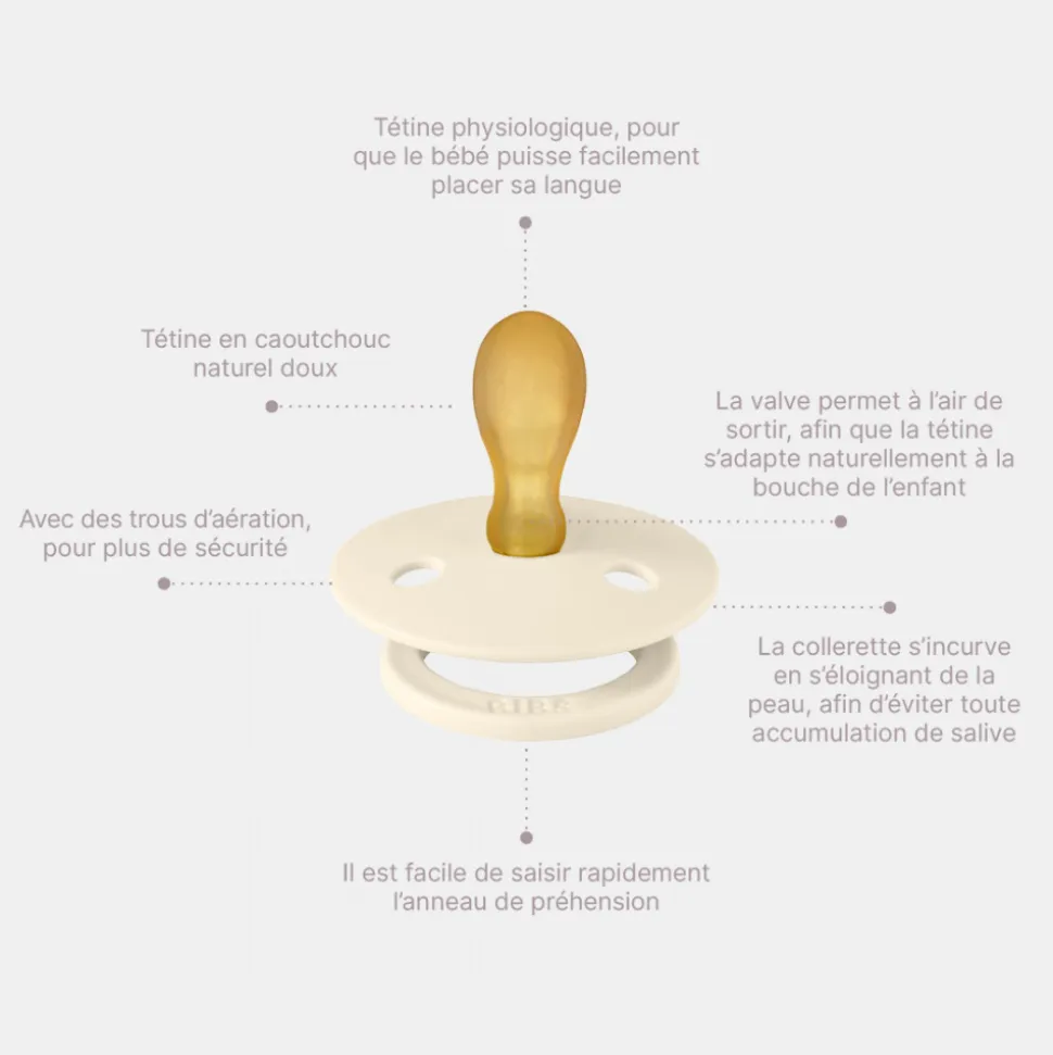 Pack de 2 sucettes colour caoutchouc symétrique phosphorescente 0-6 mois blush et vanilla