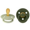 Pack de 2 sucettes colour caoutchouc symétrique 0-6 mois sage et hunter green