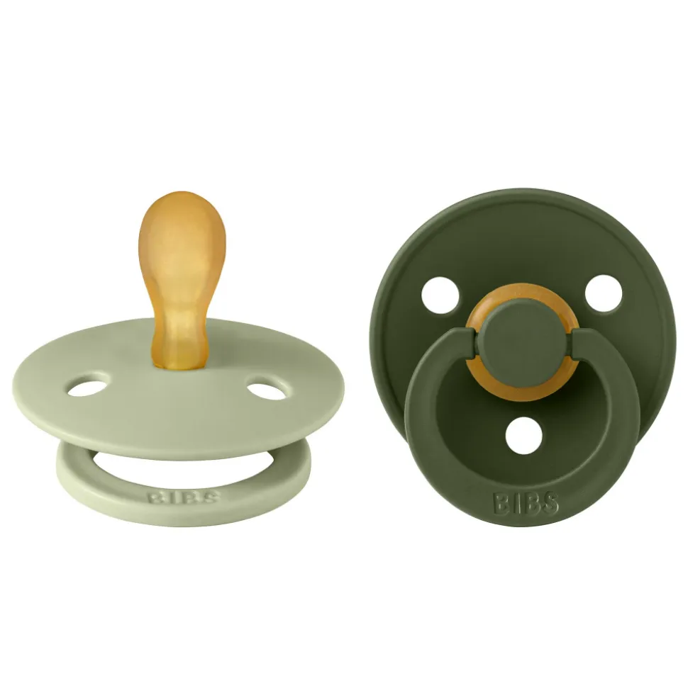 Pack de 2 sucettes colour caoutchouc symétrique 0-6 mois sage et hunter green