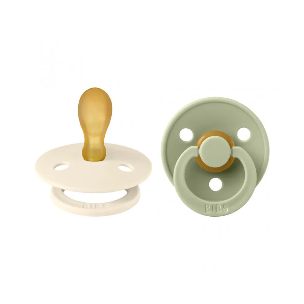 Pack de 2 sucettes colour caoutchouc symétrique 6 mois+ ivory et sage