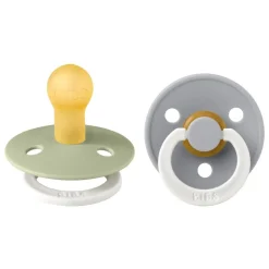 Pack de 2 sucettes colour caoutchouc phosphorescente 0-6 mois sage et cloud