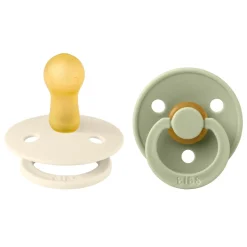 Pack de 2 sucettes colour caoutchouc 6 mois+ ivory et sage