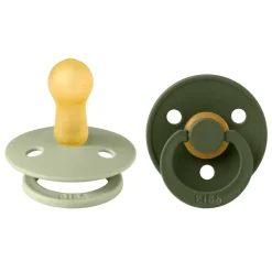 Pack de 2 sucettes colour caoutchouc 6 mois+ sage et hunter green
