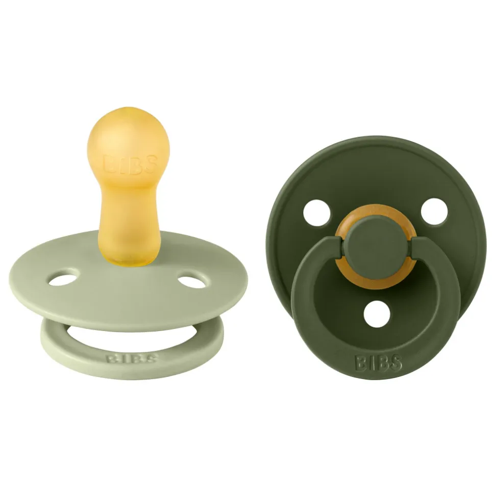 Pack de 2 sucettes colour caoutchouc 6 mois+ sage et hunter green