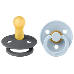 Pack de 2 sucettes colour caoutchouc 6 mois+ iron et baby blue
