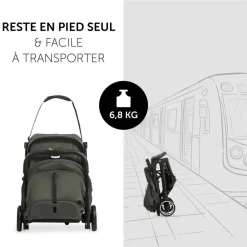 Pack duo poussette compacte travel n care olive + siège auto drive n care avec adaptateurs & base drive n care