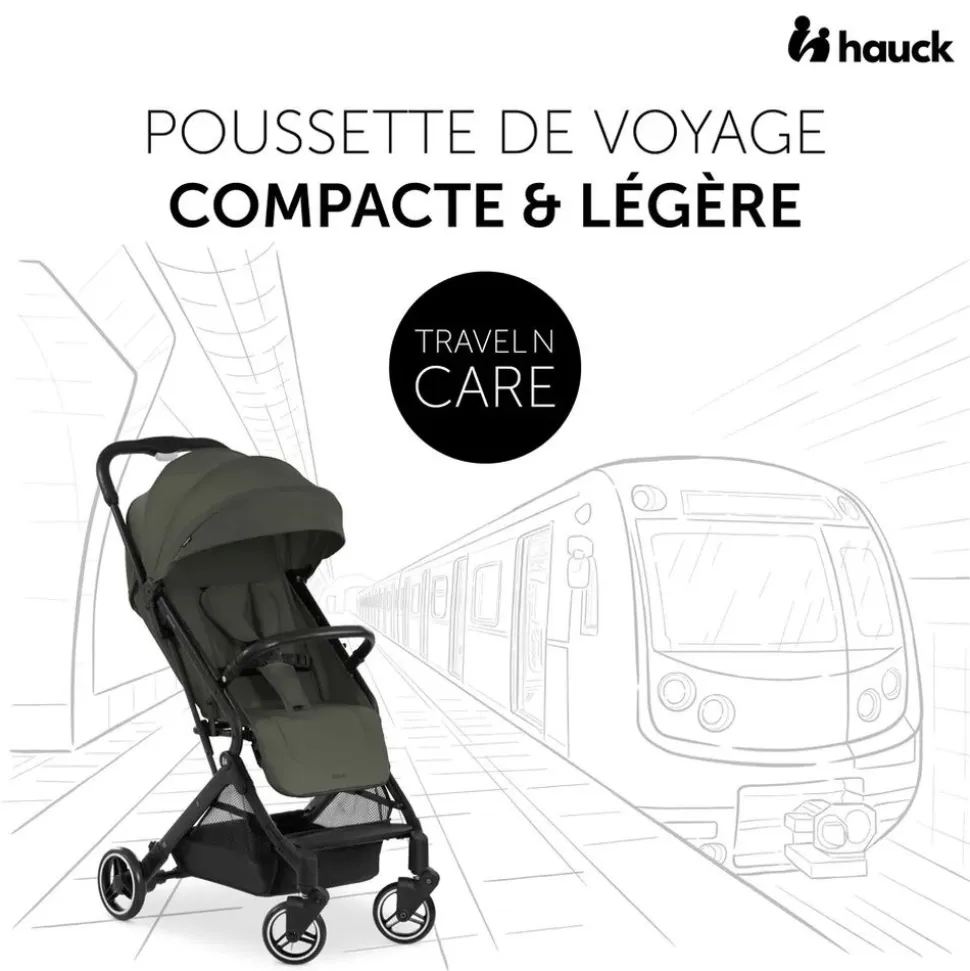 Pack duo poussette compacte travel n care olive + siège auto drive n care avec adaptateurs