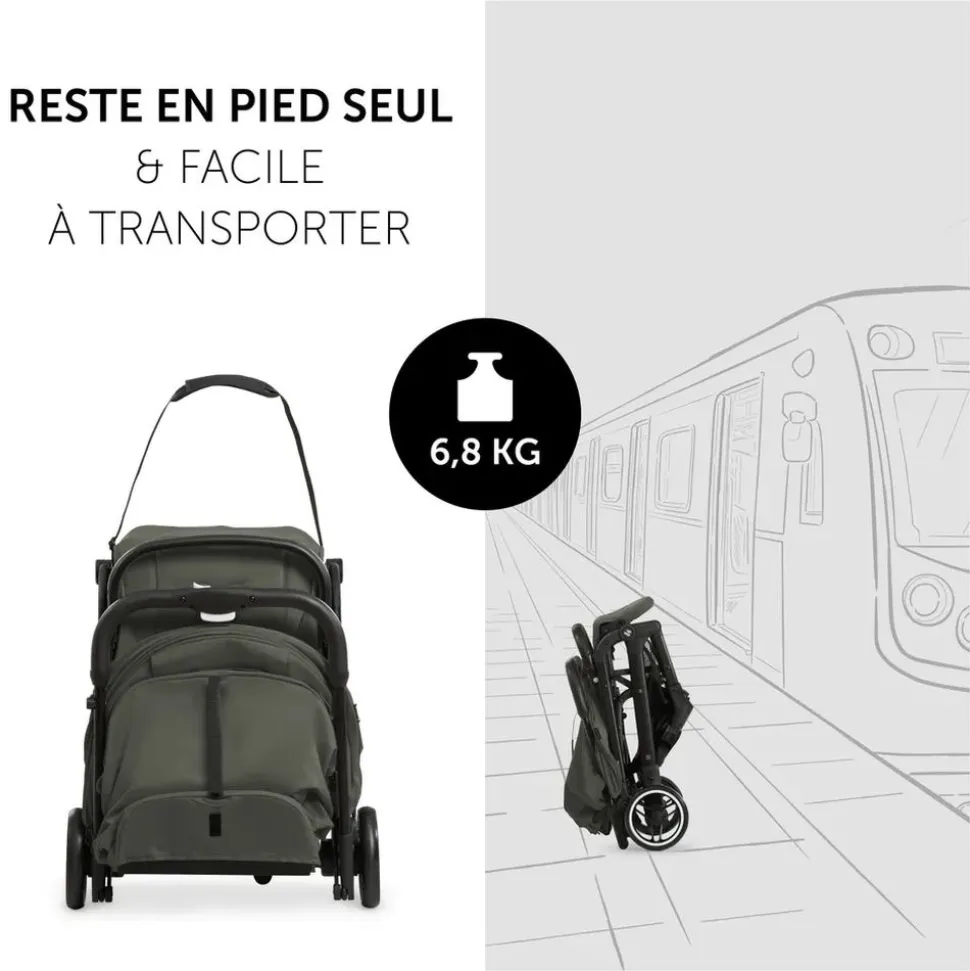 Pack duo poussette compacte travel n care olive + siège auto drive n care avec adaptateurs