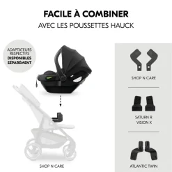 Pack duo poussette compacte travel n care olive + siège auto drive n care avec adaptateurs