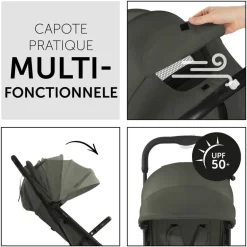 Pack duo poussette compacte travel n care olive + siège auto drive n care avec adaptateurs