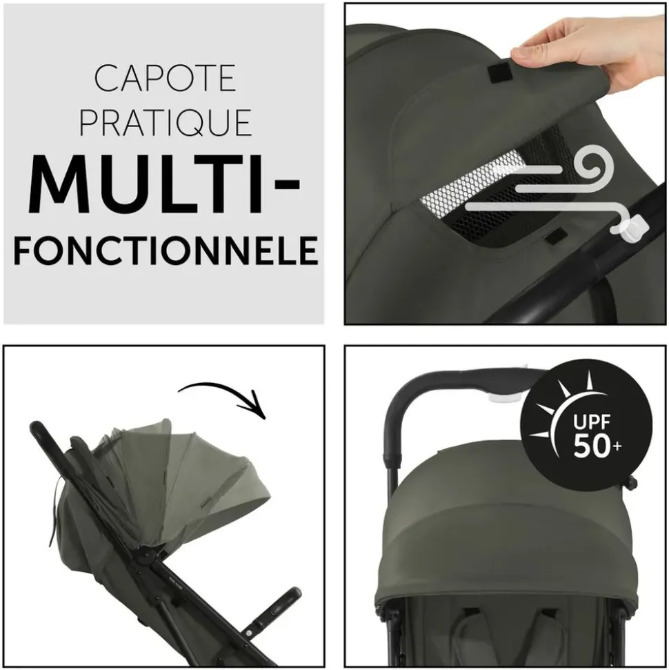 Pack duo poussette compacte travel n care olive + siège auto drive n care avec adaptateurs