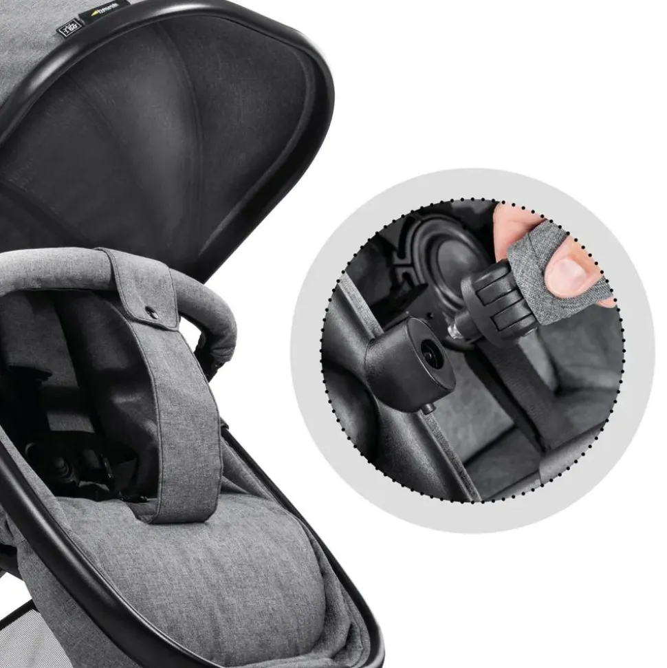 Pack duo poussette double atlantic jumeaux grey+ 1 siège auto drive n care avec adaptateurs