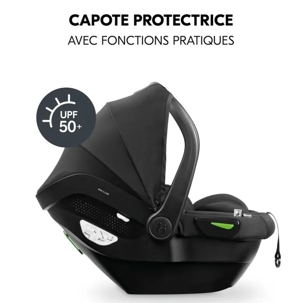 Pack duo poussette double atlantic jumeaux grey+ 1 siège auto drive n care avec adaptateurs