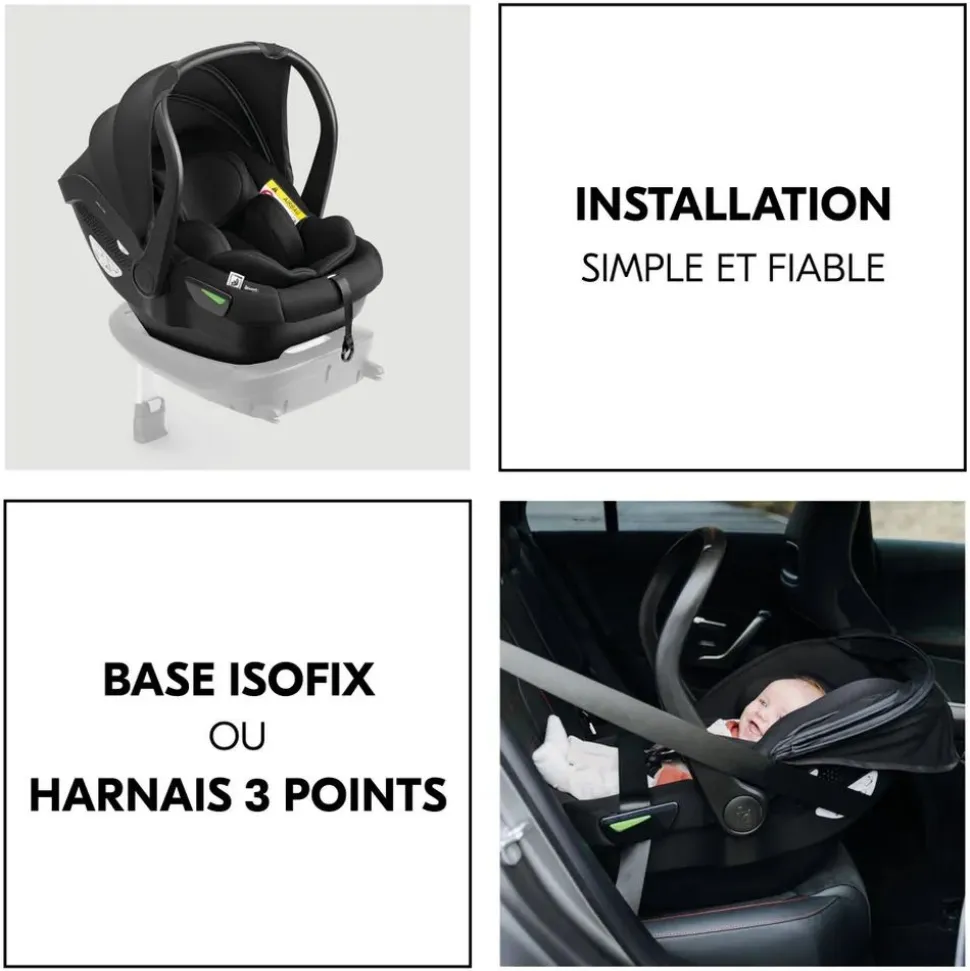 Pack duo poussette double atlantic jumeaux grey+ 1 siège auto drive n care avec adaptateurs