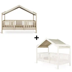 Pack lit cabane évolutif 90x200 cm avec toit chalet butter